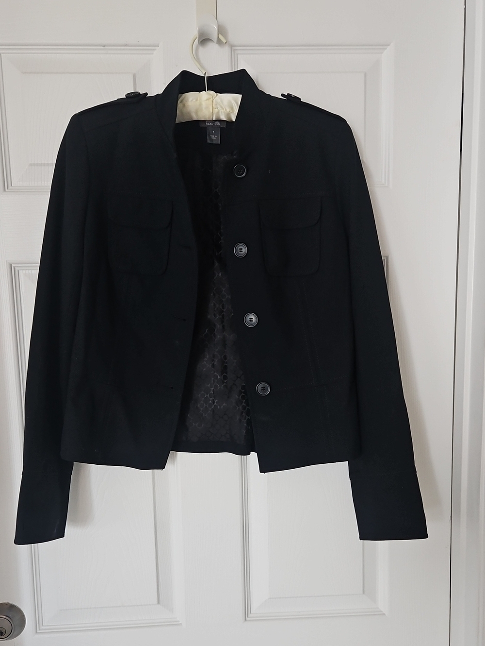 Kenneth Cole Reaction Black Military-Inspired Button Blazer